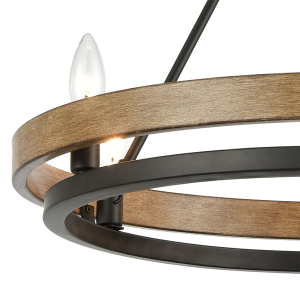 Atlas Ramsey 4-Light Chandelier - Modern Double-Ring Design for Stylish Indoor Illumination and Ambiance Matte Black 24'' CL12389-BK