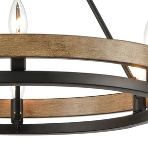 Atlas Ramsey 4-Light Chandelier - Modern Double-Ring Design for Stylish Indoor Illumination and Ambiance Matte Black 24'' CL12389-BK
