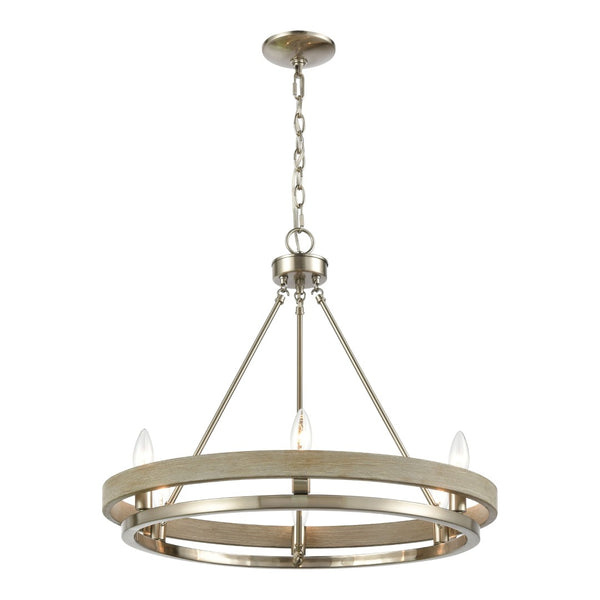 Atlas Ramsey 4-Light Chandelier - Modern Double-Ring Design for Stylish Indoor Illumination and Ambiance Satin Nickel 24'' CL12389-NK