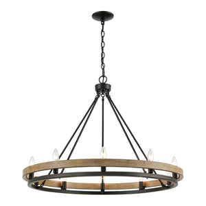 Atlas Ramsey 4-Light Chandelier - Modern Double-Ring Design for Stylish Indoor Illumination and Ambiance Matte Black 34'' CL12390-BK