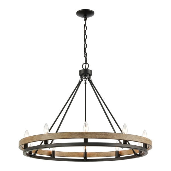 Atlas Ramsey 4-Light Chandelier - Modern Double-Ring Design for Stylish Indoor Illumination and Ambiance Matte Black 34'' CL12390-BK