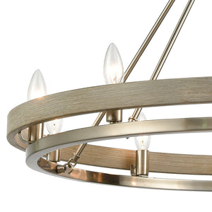 Atlas Ramsey 4-Light Chandelier - Modern Double-Ring Design for Stylish Indoor Illumination and Ambiance Satin Nickel 34'' CL12390-NK