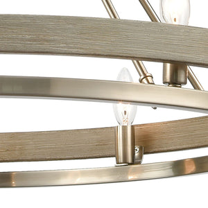 Atlas Ramsey 4-Light Chandelier - Modern Double-Ring Design for Stylish Indoor Illumination and Ambiance Satin Nickel 34'' CL12390-NK