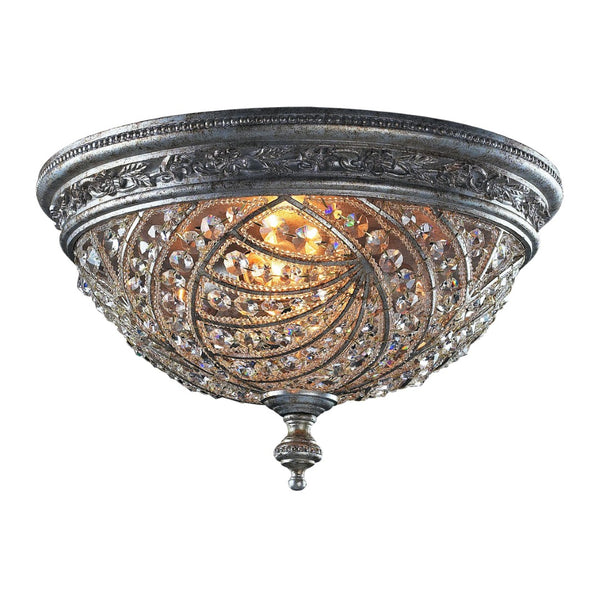 Atlas Renaissance 16'' Wide 4-Light Flush Mount - Vintage Sunset Silver with Crystal Elegance & Charm CL12394-SV