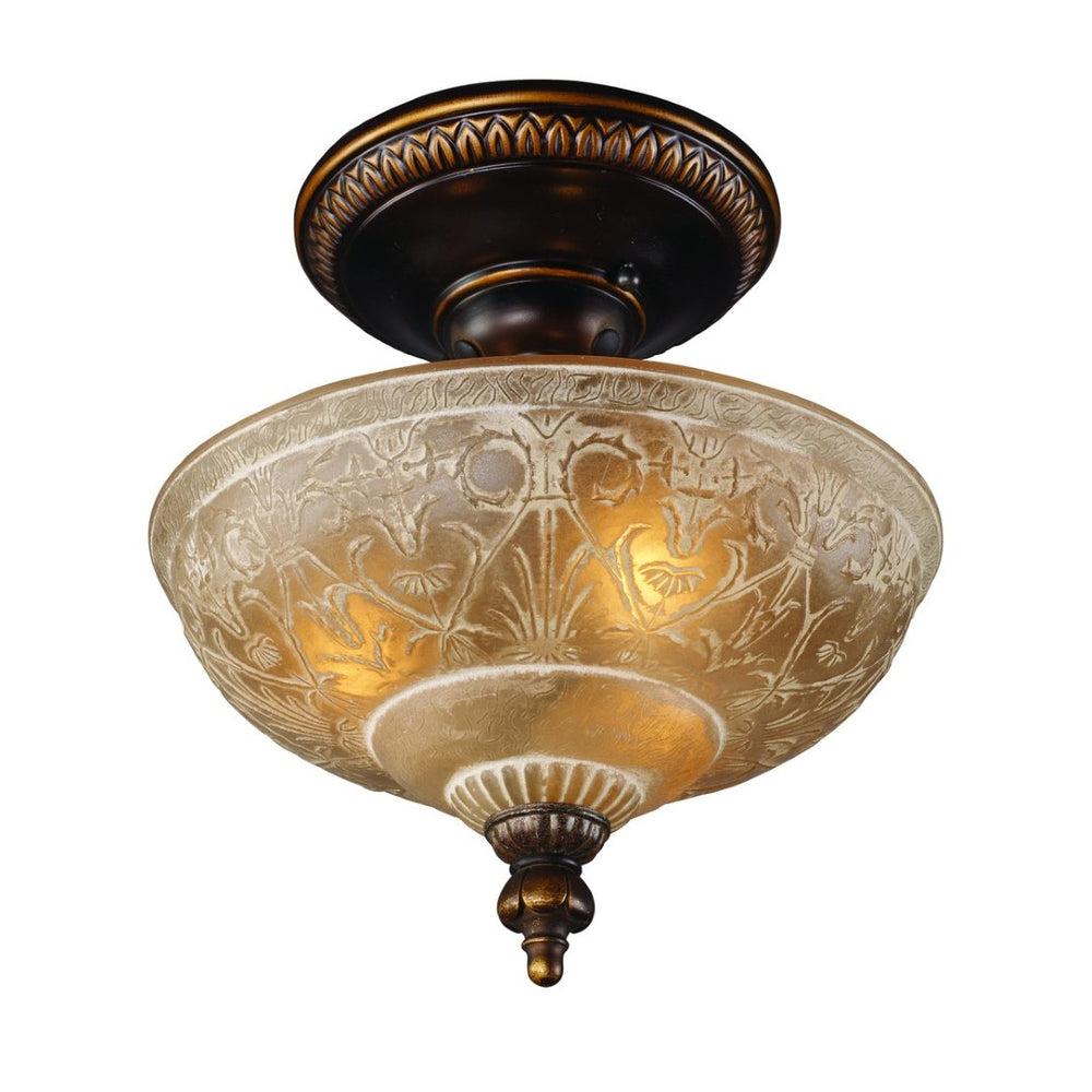 Atlas Restoration 12" Wide 3-Light Semi Flush Mount - Antique Golden Bronze for Timeless Elegance in Any Space CL12397-BZ