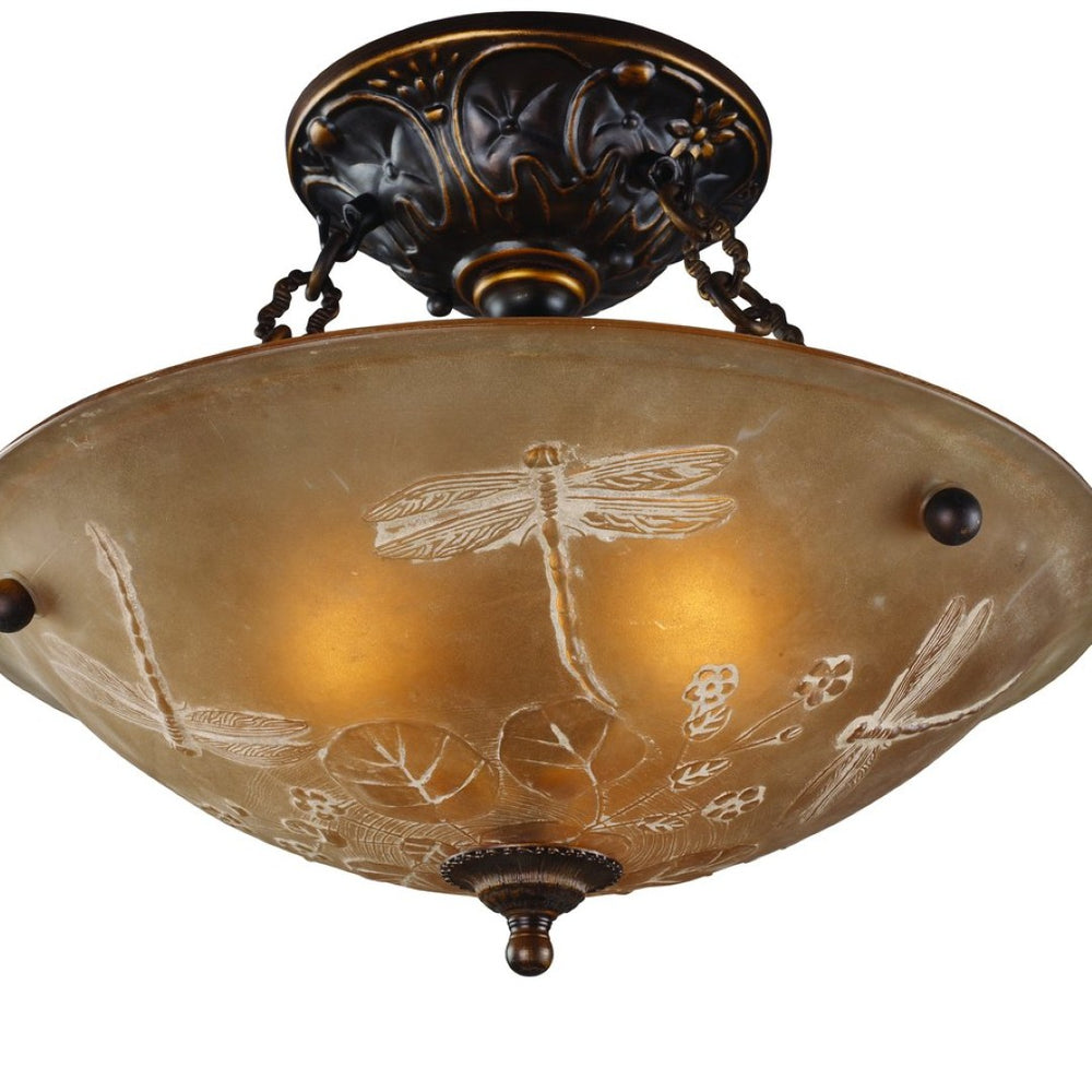 Atlas Restoration 16" Wide Antique Golden Bronze 3-Light Semi Flush Mount – Classic Charm for Any Room CL12401-BZ
