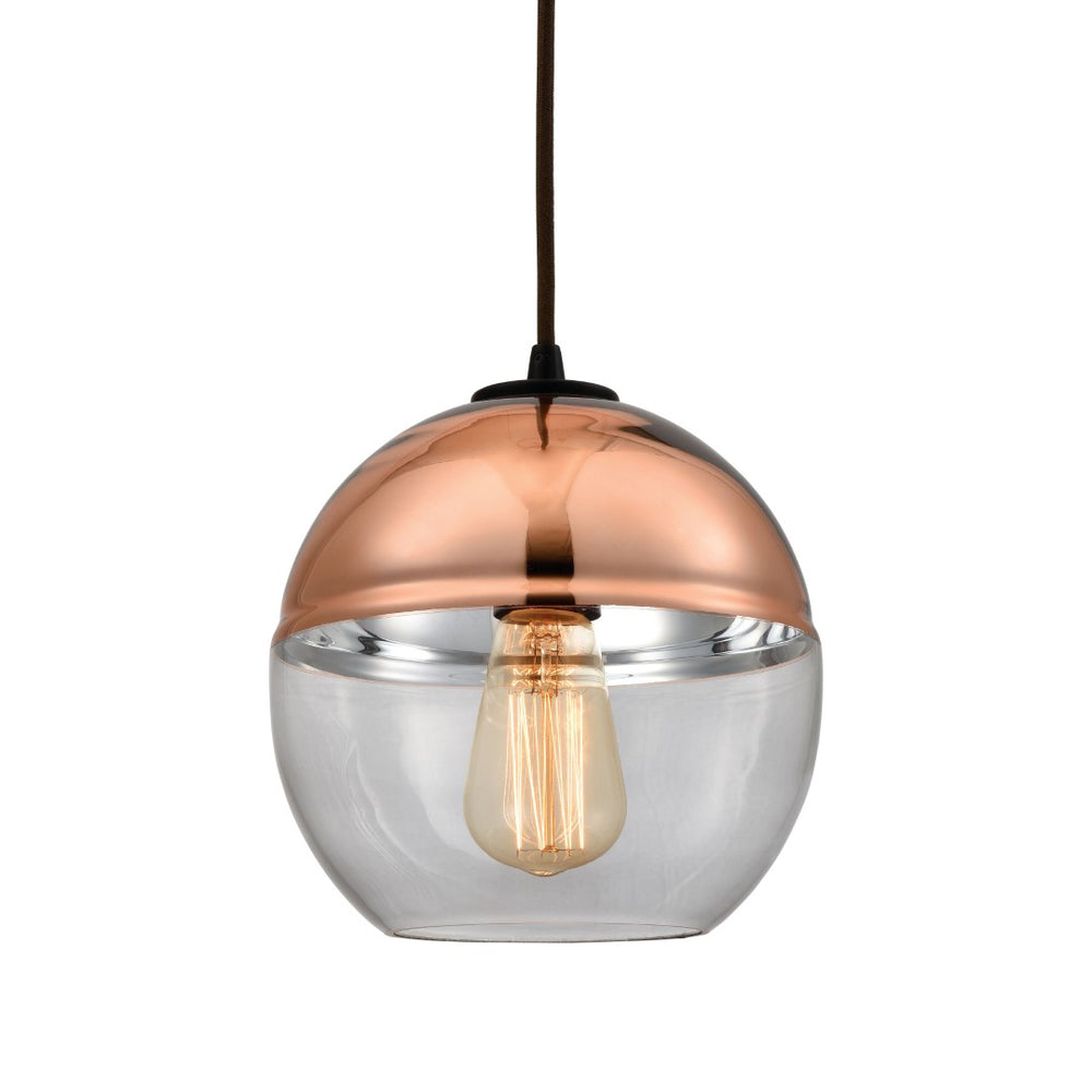 Atlas Revelo 8" Wide 1-Light Pendant in Oil Rubbed Bronze with Clear Glass Shade for Elegant Lighting CL12406-CO