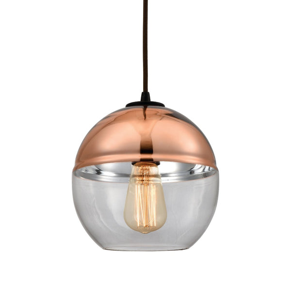 Atlas Revelo 8" Wide 1-Light Pendant in Oil Rubbed Bronze with Clear Glass Shade for Elegant Lighting CL12406-CO
