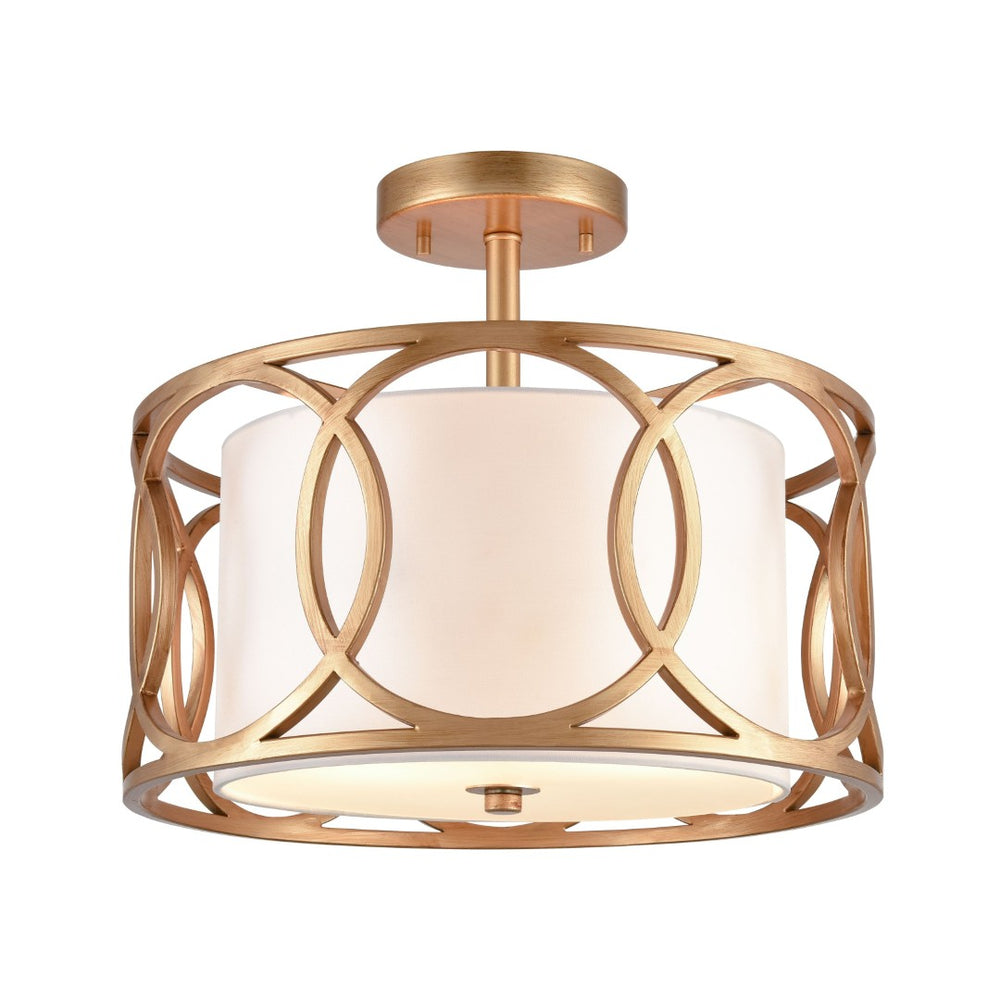 Atlas Ringlets 16'' Wide 2-Light Semi Flush Mount - Modern Matte Gold Fixture for Cozy Home Ambiance CL12414-GD