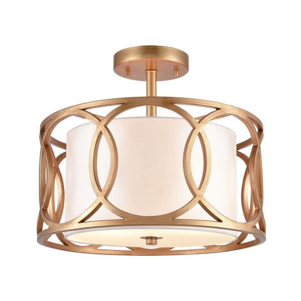 Atlas Ringlets 16'' Wide 2-Light Semi Flush Mount - Modern Matte Gold Fixture for Cozy Home Ambiance CL12414-GD