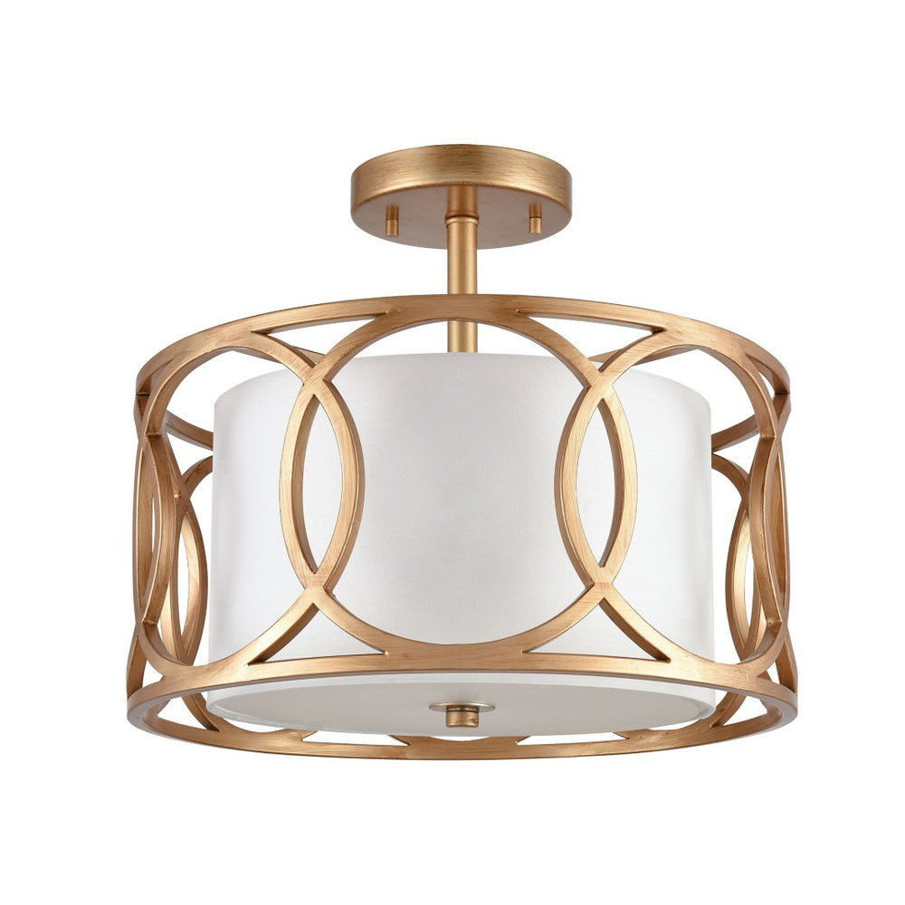 Atlas Ringlets 16'' Wide 2-Light Semi Flush Mount - Modern Matte Gold Fixture for Cozy Home Ambiance CL12414-GD