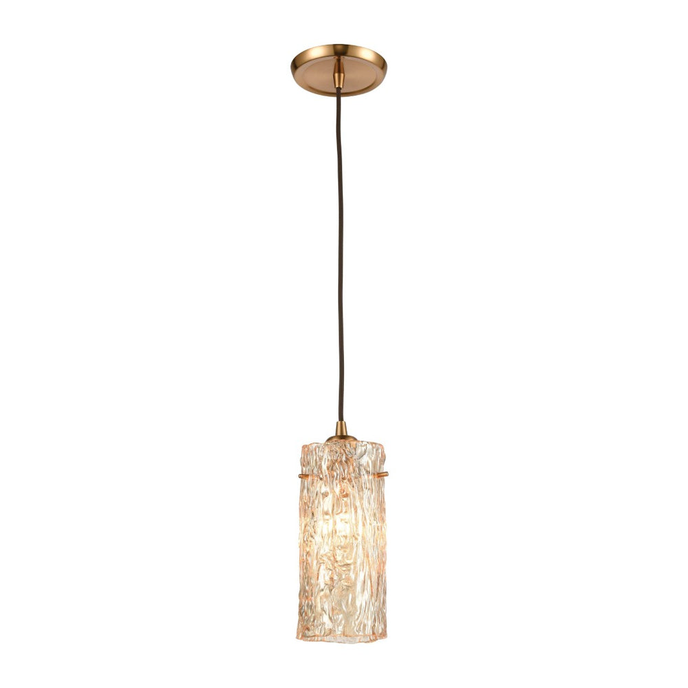 Atlas Roubaix 5" Wide 1-Light Mini Pendant - Vintage Amber Glass with Modern Touch for Elegant Spaces Satin Brass CL12418-BS