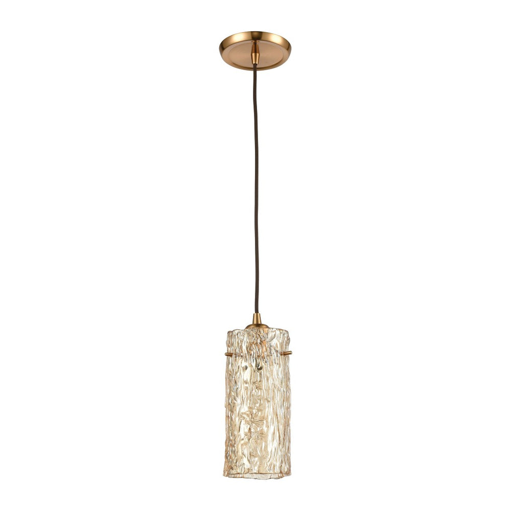 Atlas Roubaix 5" Wide 1-Light Mini Pendant - Vintage Amber Glass with Modern Touch for Elegant Spaces Satin Brass CL12418-BS