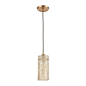 Atlas Roubaix 5" Wide 1-Light Mini Pendant - Vintage Amber Glass with Modern Touch for Elegant Spaces Satin Brass CL12418-BS
