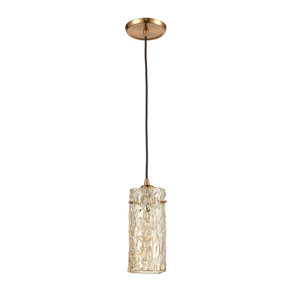 Atlas Roubaix 5" Wide 1-Light Mini Pendant - Vintage Amber Glass with Modern Touch for Elegant Spaces Satin Brass CL12418-BS