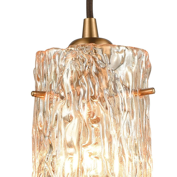 Atlas Roubaix 5" Wide 1-Light Mini Pendant - Vintage Amber Glass with Modern Touch for Elegant Spaces Satin Brass CL12418-BS