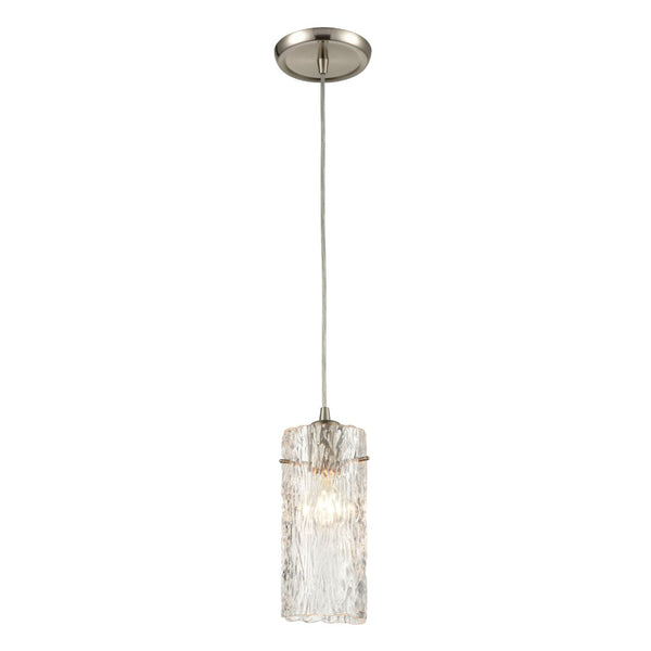 Atlas Roubaix 5" Wide 1-Light Mini Pendant - Vintage Amber Glass with Modern Touch for Elegant Spaces Satin Nickel CL12418-NK