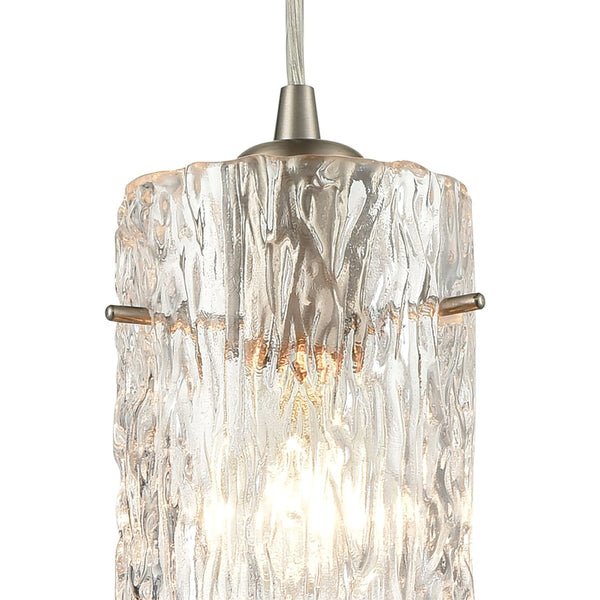 Atlas Roubaix 5" Wide 1-Light Mini Pendant - Vintage Amber Glass with Modern Touch for Elegant Spaces Satin Nickel CL12418-NK