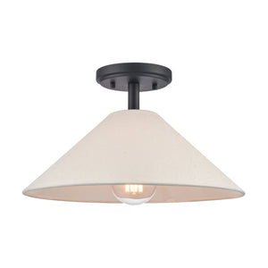 Atlas Rydell 14'' Wide 1-Light Semi Flush Mount - Modern Design for Coastal and Contemporary Spaces Matte Black and Parchment CL12419-BK