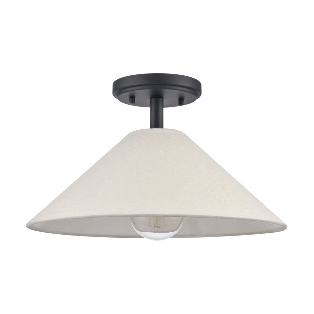 Atlas Rydell 14'' Wide 1-Light Semi Flush Mount - Modern Design for Coastal and Contemporary Spaces Matte Black and Parchment CL12419-BK