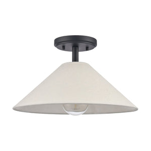 Atlas Rydell 14'' Wide 1-Light Semi Flush Mount - Modern Design for Coastal and Contemporary Spaces Matte Black and Parchment CL12419-BK