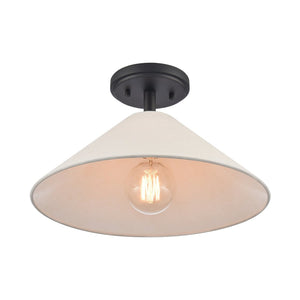 Atlas Rydell 14'' Wide 1-Light Semi Flush Mount - Modern Design for Coastal and Contemporary Spaces Matte Black and Parchment CL12419-BK