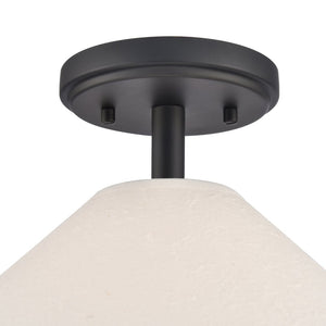 Atlas Rydell 14'' Wide 1-Light Semi Flush Mount - Modern Design for Coastal and Contemporary Spaces Matte Black and Parchment CL12419-BK