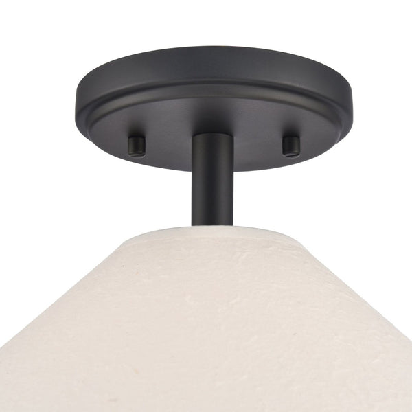 Atlas Rydell 14'' Wide 1-Light Semi Flush Mount - Modern Design for Coastal and Contemporary Spaces Matte Black and Parchment CL12419-BK
