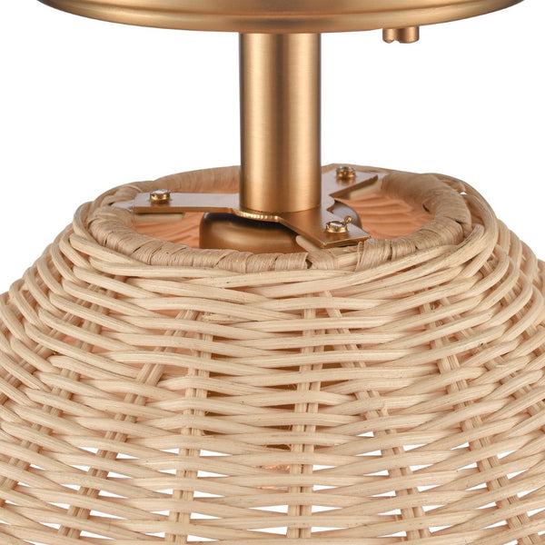 Atlas Rydell 14'' Wide 1-Light Semi Flush Mount - Modern Design for Coastal and Contemporary Spaces Brushed Gold and Rattan CL12419-GD