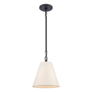 Atlas Rydell 9'' Wide Mini Pendant Light - Stylish Angled Shade for Cozy Illumination in Any Space Matte Black and Parchment CL12420-BK