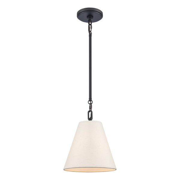 Atlas Rydell 9'' Wide Mini Pendant Light - Stylish Angled Shade for Cozy Illumination in Any Space Matte Black and Parchment CL12420-BK