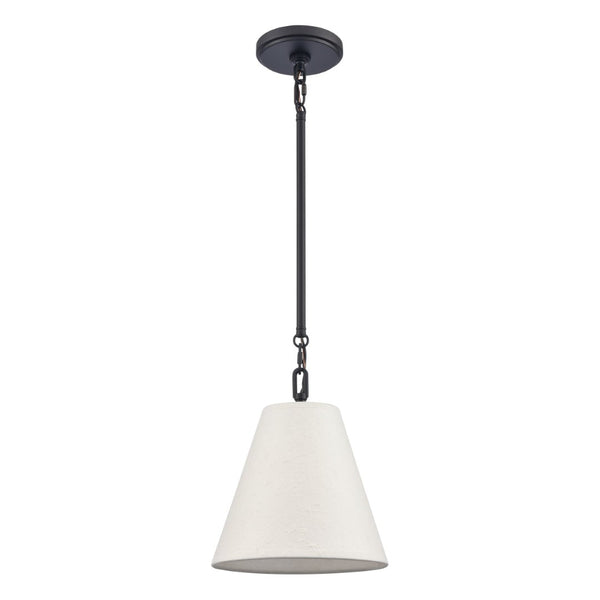 Atlas Rydell 9'' Wide Mini Pendant Light - Stylish Angled Shade for Cozy Illumination in Any Space Matte Black and Parchment CL12420-BK