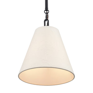 Atlas Rydell 9'' Wide Mini Pendant Light - Stylish Angled Shade for Cozy Illumination in Any Space Matte Black and Parchment CL12420-BK