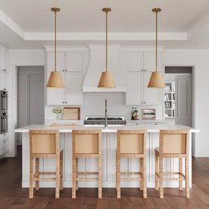 Atlas Rydell 9'' Wide Mini Pendant Light - Stylish Angled Shade for Cozy Illumination in Any Space Brushed Gold and Rattan CL12420-GD