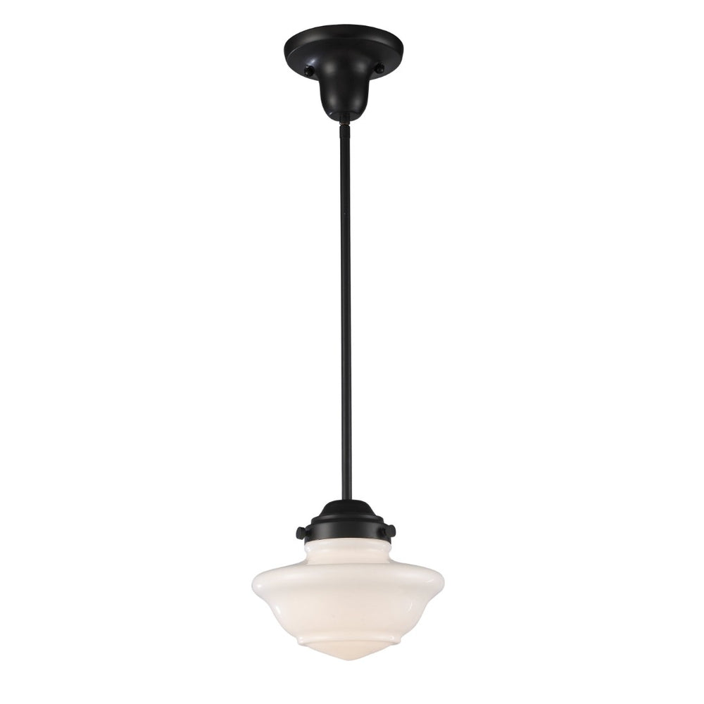 Atlas Schoolhouse 8'' Wide Mini Pendant Light - Vintage Oiled Bronze with Fluted Glass Shade for Timeless Style CL12423-BZ
