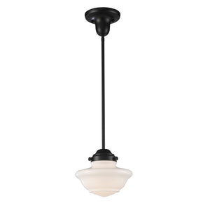 Atlas Schoolhouse 8'' Wide Mini Pendant Light - Vintage Oiled Bronze with Fluted Glass Shade for Timeless Style CL12423-BZ