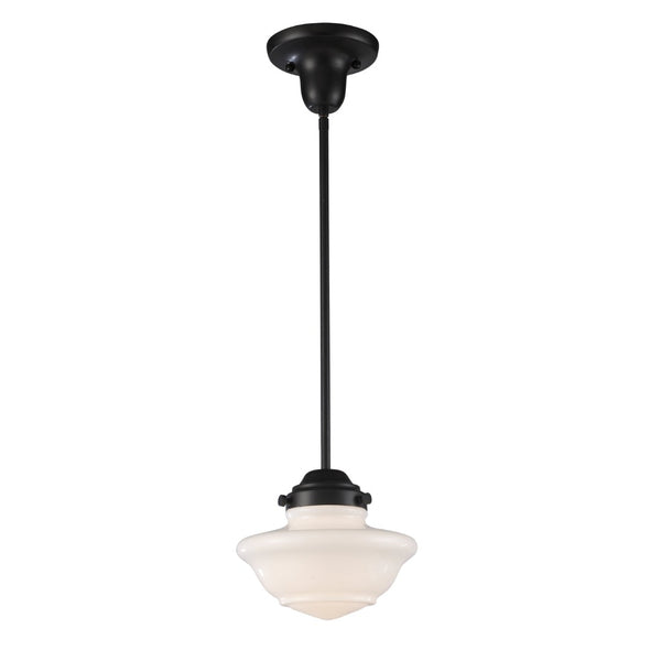 Atlas Schoolhouse 8'' Wide Mini Pendant Light - Vintage Oiled Bronze with Fluted Glass Shade for Timeless Style CL12423-BZ
