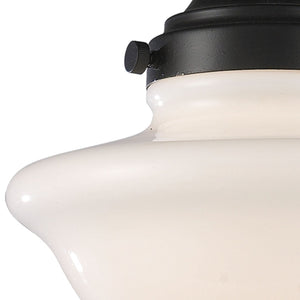 Atlas Schoolhouse 8'' Wide Mini Pendant Light - Vintage Oiled Bronze with Fluted Glass Shade for Timeless Style CL12423-BZ