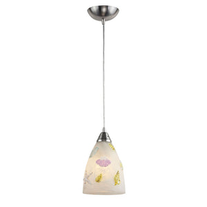 Atlas Seashore 7'' Wide Artisan Hand-Blown Glass Pendant - Unique Multicolor Shade in Satin Nickel Finish CL12425-MU