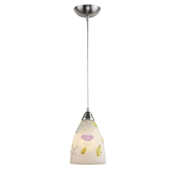 Atlas Seashore 7'' Wide Artisan Hand-Blown Glass Pendant - Unique Multicolor Shade in Satin Nickel Finish CL12425-MU