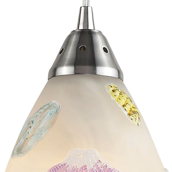 Atlas Seashore 7'' Wide Artisan Hand-Blown Glass Pendant - Unique Multicolor Shade in Satin Nickel Finish CL12425-MU