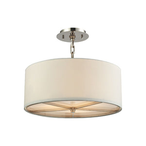 Atlas Selma 17'' Wide 3-Light Semi Flush Mount - Luxe Polished Nickel with Soft White Fabric Shade CL12426-NK