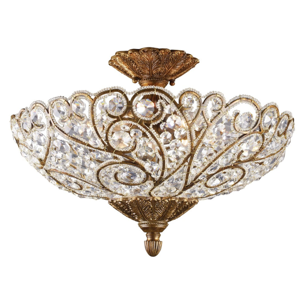 Atlas Seneca 20'' Wide 6-Light Semi Flush Mount - Elegant Spanish Bronze Fixture with Crystal Accents CL12427-BZ
