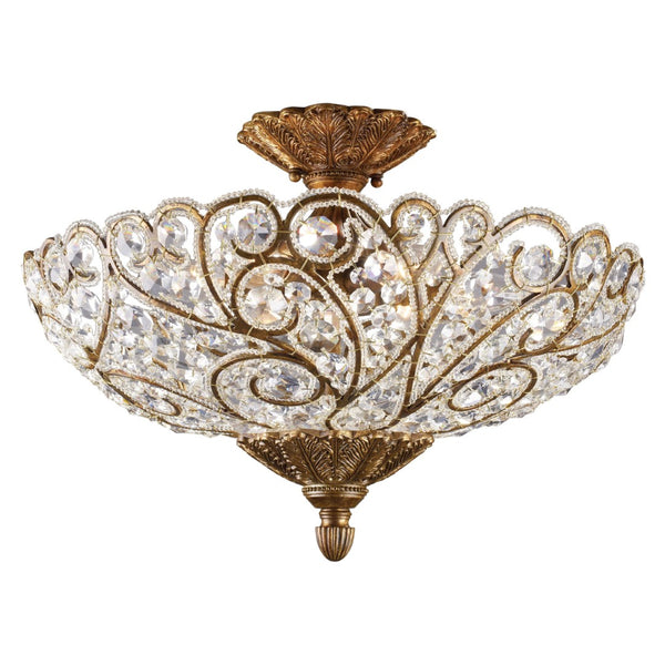 Atlas Seneca 20'' Wide 6-Light Semi Flush Mount - Elegant Spanish Bronze Fixture with Crystal Accents CL12427-BZ