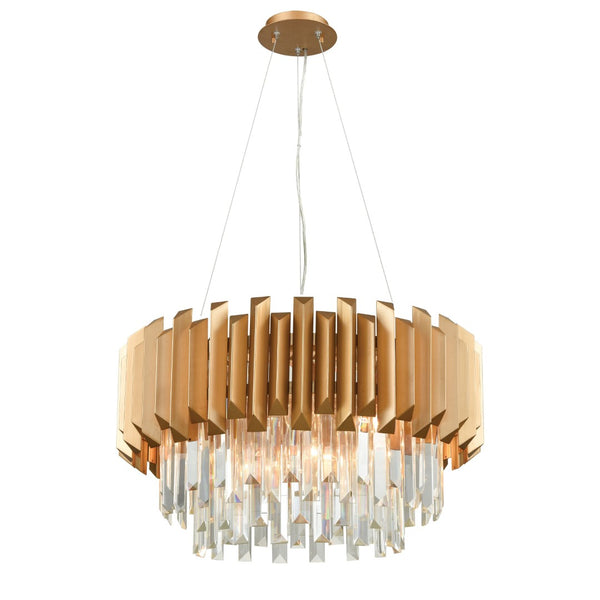 Atlas Seneca 26" Wide 6-Light Chandelier - Elegant Matte Gold with Crystal Prisms for Stunning Ambiance CL12428-GD
