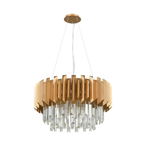 Atlas Seneca 26" Wide 6-Light Chandelier - Elegant Matte Gold with Crystal Prisms for Stunning Ambiance CL12428-GD