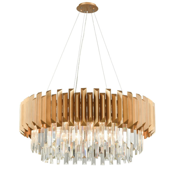 Atlas Seneca Falls 34'' Wide 8-Light Chandelier - Modern Matte Gold Design with Cascading Crystal Elegance CL12429-GD