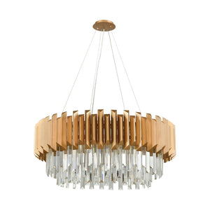 Atlas Seneca Falls 34'' Wide 8-Light Chandelier - Modern Matte Gold Design with Cascading Crystal Elegance CL12429-GD