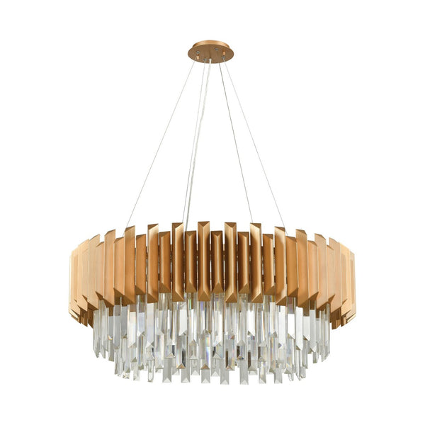 Atlas Seneca Falls 34'' Wide 8-Light Chandelier - Modern Matte Gold Design with Cascading Crystal Elegance CL12429-GD