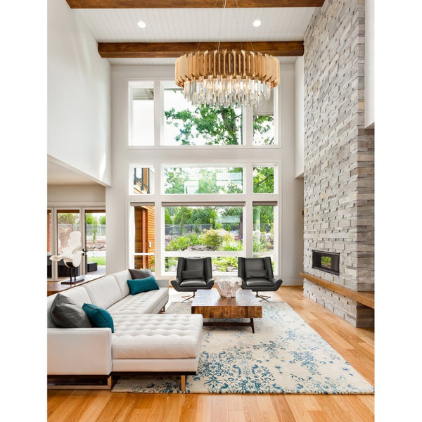 Atlas Seneca Falls 34'' Wide 8-Light Chandelier - Modern Matte Gold Design with Cascading Crystal Elegance CL12429-GD